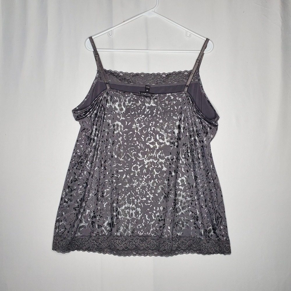 Vtg Fashion Bug Lace Trim Tank Top Women 2X Metallic Romantic Whimsigoth Y2K